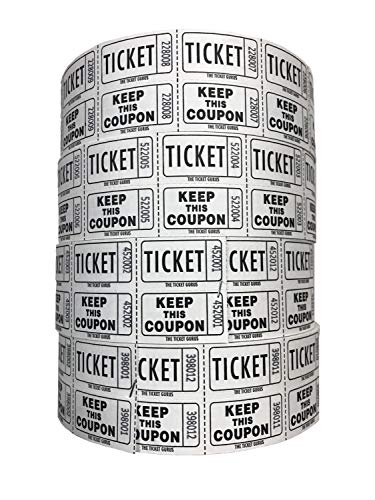 The Ticket Gurus-Raffle Tickets - 4 White Rolls of 2000 Double Tickets- 8,000 Total 50/50 Raffle Tickets