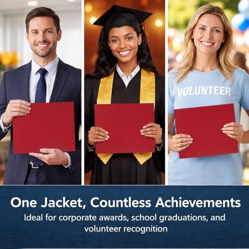 PaperDirect Red Certificate Jackets, 80lb Cardstock, 9.5" x 12" Presentation Holders, Solid Red Document Covers, Graduation, School Recognition, Staff & Volunteer Certificates, Box of 50