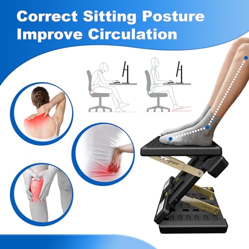 Arejonner Foldable Foot Rest, Computer Foot Rest Under Desk, 12Modes Adjustable Ergonomic for Office, Loading Capacity 80 pounds, Removable EVA Cushion, All-Season(Black)