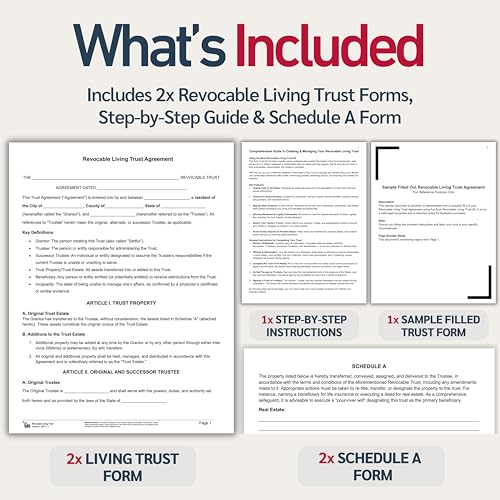 Revocable Living Trust Kit – Attorney-Prepared, 50-State Compatible Trust Forms to Avoid Probate, Protect Assets & Support Family Planning - Includes Sample Trust, Instructions & Schedule A Section
