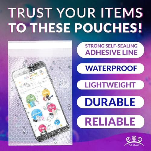 ABC PACK & SUPPLY Bubble Wrap Pouches, 12 x 23.5 Inch Clear Self Seal Packing Bags, Polyethylene Cushioning Sleeves for Shipping, Moving, Storage, Pack of 150
