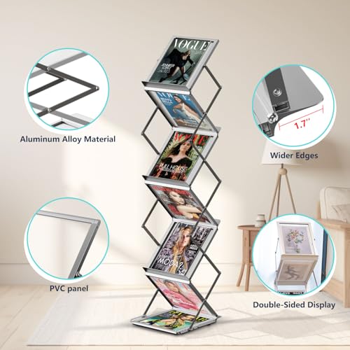 Literature Stand, Brochure Display Stand, Standing Magazine Rack, 1-Pack