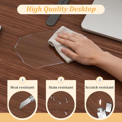 CUFEFi Office Cubicle Desk, Modular Workstation with Privacy Panels, Durable Work Surface and Built-in Cable Management, for Startups, Call Centers and Professional Offices (Brown, 4Person-94.5in)