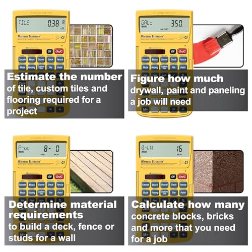 Calculated Industries 4019 Material Estimator Calculator | Finds Project Building Material Costs for DIY’s, Contractors, Tradesmen, Handymen and Construction Estimating Professionals,Yellow