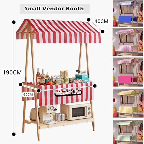 WLCGYD Portable Vending Cart with Canopy, Mobile Street Food Vendor Carts 110x60cm 140x60cm, Vendor Booth Display Items for Festival Weekend Market Craft Fair Tradeshow(E,136x60cm/53.5x23.6in)
