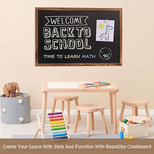 Board2by Large Magnetic Chalkboard Black Board 46 x 32 in, Rustic Brown