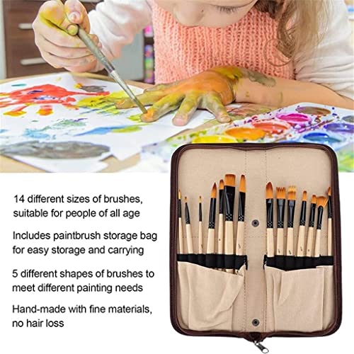 Feilx Artist Paint Brushes Set,14 pcs Paint Brush Set for Acrylic Oil Watercolor Gouache Painting Paintbrush Sets