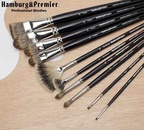 Creative Mark Artist Hamburg Premier Long Handle Paintbrush - Professional Quality Synthetic Blend Mongoose Hair Mimic - for Oil Paints, Acrylic, and Alkyds - Single, Size 24 Bright