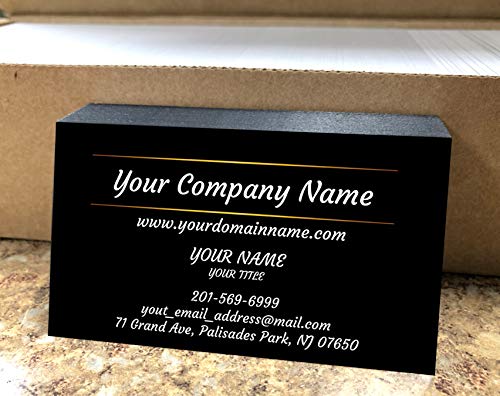 Simple Custom Premium Business Cards, Black with Two Sunny Lines Design, Full Color 2 Sides, 16pt (350gsm-Thick Paper), Matte Finish, Available (250pcs to 2,500pcs), Made in the USA