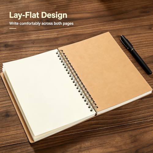 24 Pack A5 Bulk Spiral Notebooks with Kraft Cover, 8.3 X 5.8 Inch