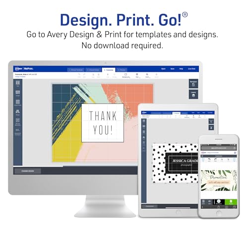 Avery Printable Tent Cards with Sure Feed Technology, 2.5" x 8.5", White with Embossed Border, 2-Pack, Total of 200 Blank Place Cards for Laser or Inkjet Printers (25305)