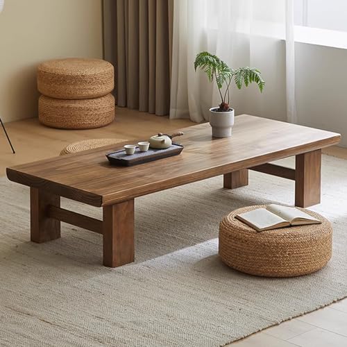 DESALAI Low for Sitting on The Floor, Japanese Floor Table Solid Wood, Wooden Furniture, Reception Rooms, 55.2x23.7x15in