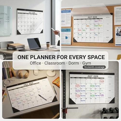 Calendar 2026-2027 (2 Pack) - 18 Month Desk Calendar 2026-2027(July 2026 - Dec 2027), 17" x 12" Desk Calendar with Thick 120 GSM Paper for School & Office.