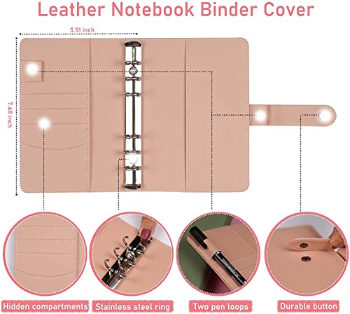 QERTYHKK A6 PU Leather Budget Binder Notebook Money Envelopes Organizer for Cash Saving with,Expense Sheets and Marker Pen