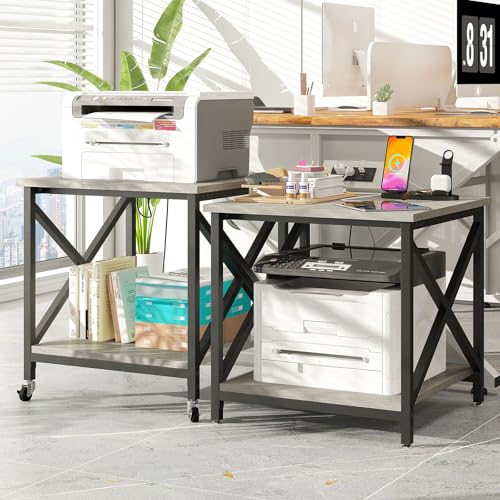 METYERRY 24"x23.6"Large Printer Stand with Power Outlet