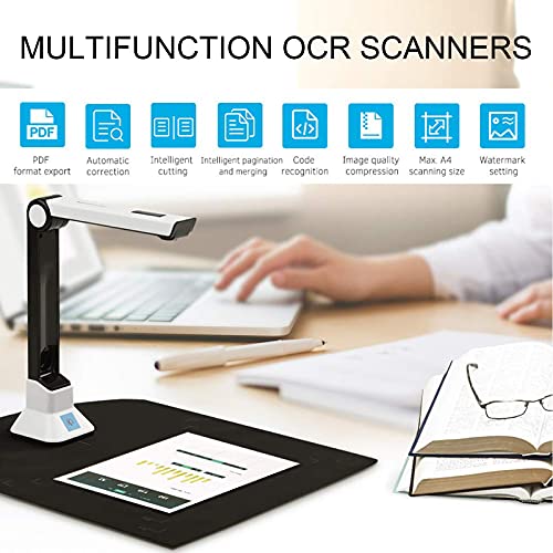USB Document Camera for Teachers, High-Definition Portable Document Scanner with Ocr Text Recognition, Automatic Image Correction, for Office Presentation,Classroom School Teaching