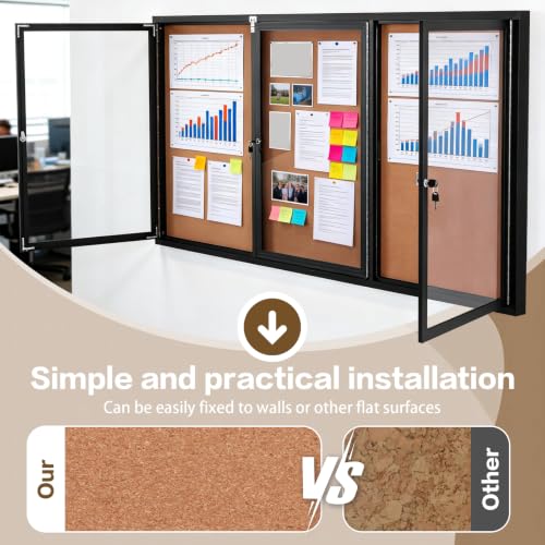 Hubxinly Weatherproof Enclosed Bulletin Board Aluminum Frame with Glass