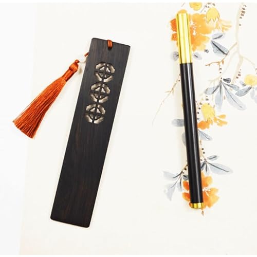 Hollowed Out Four Mahogany Set Gift Box Classical Beauty with Literary Bookmark Pen