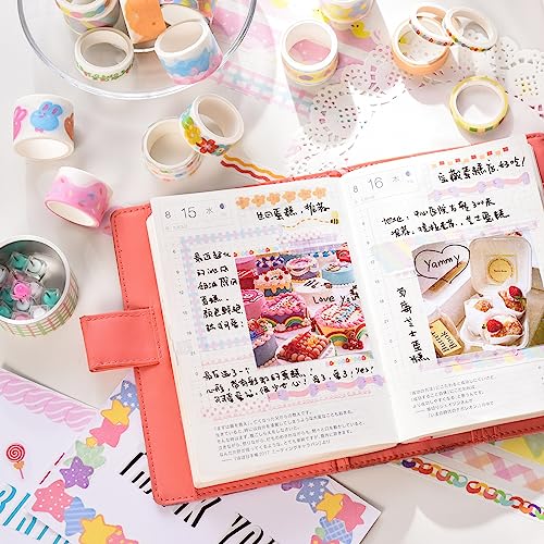 MVNOIRE 20 Pcs Washi Tape Rainbow Flower Art Decorative Adhesive DIY Scrapbooking Sticker