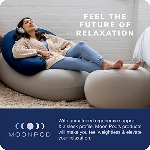 Moon Pod Lunar Lift Footrest for Bean Bag Chair - 20" x 8" Zero-Gravity Micro-Bead Stuffed for Stress, Relaxation & Comfort for Circulation (Blue)
