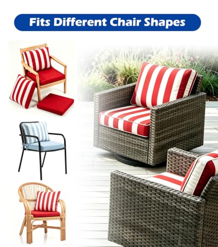 Cafusedd 2-Piece Set (1 Seat + 1 Back Cushion) Patio Chair Cushion Set with Backrest, Water-Repellent Non-Slip Seat & Back Cushions for Garden, Indoor/Outdoor(Red,20x20''/2-Set)