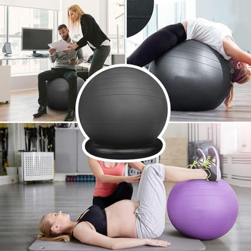 EXCLURA Exercise Ball Chair for Office Desk, Anti-Burst Yoga Ball Chair with Ring Base, Ergonomic Stability Seat for Core Strength/Posture Improvement(75 cm (29 1/2"))