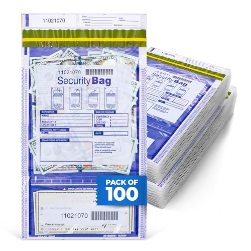 Clear-Front Opaque-Back Deposit Bags | Tamper-Evident Cash Handling Bag | Tear-Off Receipt | Heavy-Duty 9.5" x 15" | 100 pcs | ABC Check Printing