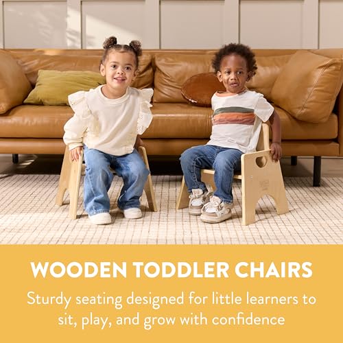 Back2School Express Toddler Chairs, 8in Seat Height, 2-Pack, Natural