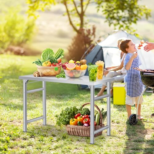 Garvee 60"x24" Stainless Steel Folding Table, 600LBS Food Prep Table