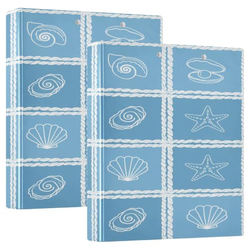 Xpdkjwd Shell Pattern 3 Ring Binder Can Hold 200 Letter Size Binders, Suitable for Home, Office, Dormitory, 2Pcs