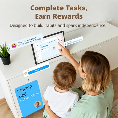 Dragon Touch 10.1 inch Digital Calendar Chore Chart – Interactive Touchscreen, Smart Family Planner, Hearth Display Desk Digital Calendar Seamless Scheduling Black