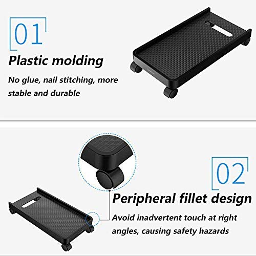 qiuqiu Computer Tower Stand, Mobile Cart Holder with Protective Sides 4 Caster Wheels Locking, for Home Office Under Desk Computer Accessories