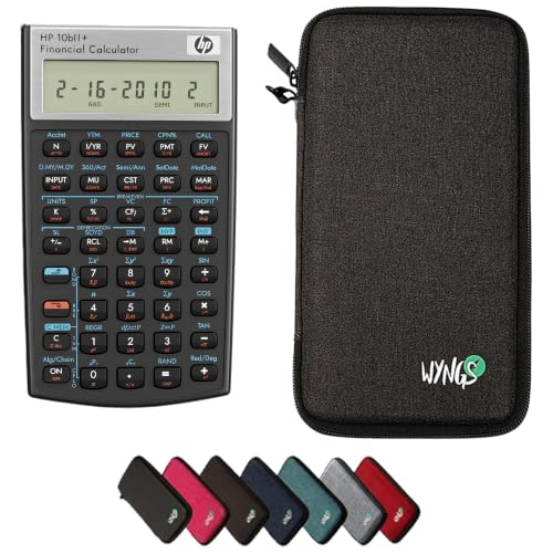 HP 10B II Plus/HP10BII+ Financial Scientific Calculator + WYNGS Protective Case Dark Gray