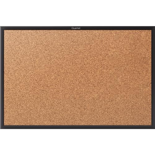 Quartet Cork Bulletin Board 48"W x 36"H Pin Board, Black Aluminum Frame (2304B)