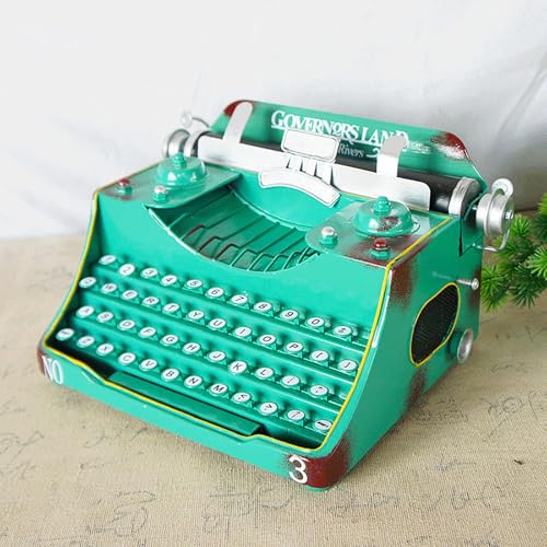 PYUNMCZ Teaching Model, Classic Vintage Manual Typewriter Model, Manual Typewriter Typewriter Keyboard Iron Art Typewriter for Home Decoration Ornaments Photo Prop(Green)