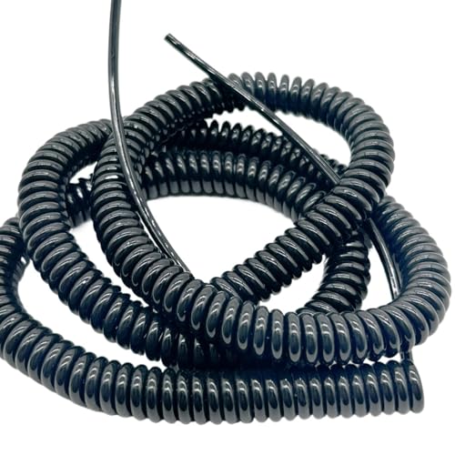 Coiled Curly Mains Flex 8 Core Retractable Power Cord 5m 16ft 14AWG