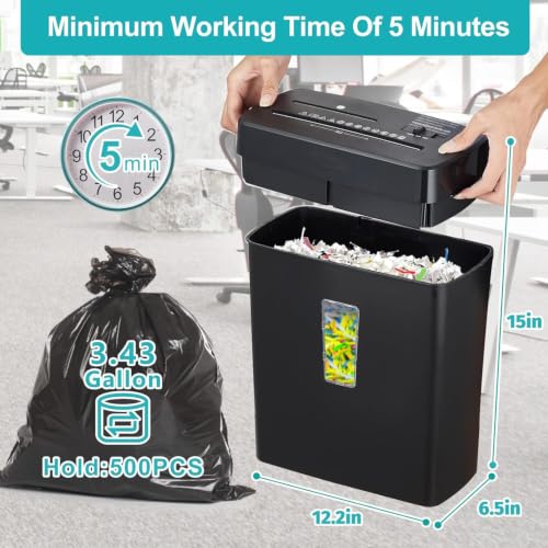10 Sheet Cross Cut Paper Shredder for Home Office, P 4 Security Level, 3.43 Gallon Basket, Shreds CD Credit Card, 3 Mode Jam Proof Design, Fast Durable