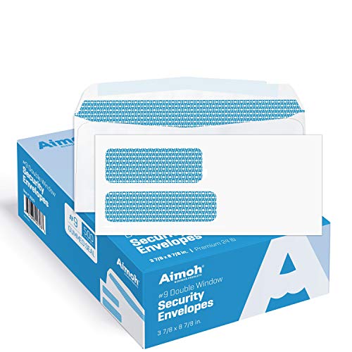 Aimoh #9 Envelopes Gummed Security Double Window Envelopes 1000ct