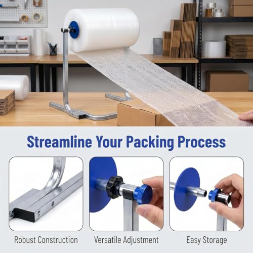 Wsexyy Bubble Wrap Roll Dispenser, Vertical Bubble Wrap Dispenser, Thickened Galvanized Steel, Fits 30-120cm Wide Film, for Packing, Moving and Shipping
