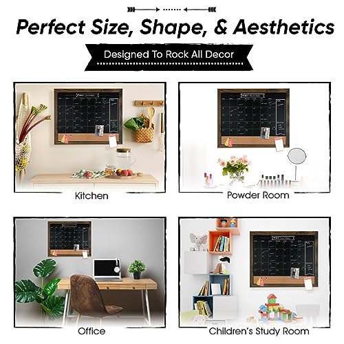 Loddie Doddie Framed Chalkboard Calendar, Menu Board for Kitchen, 24" x 18"
