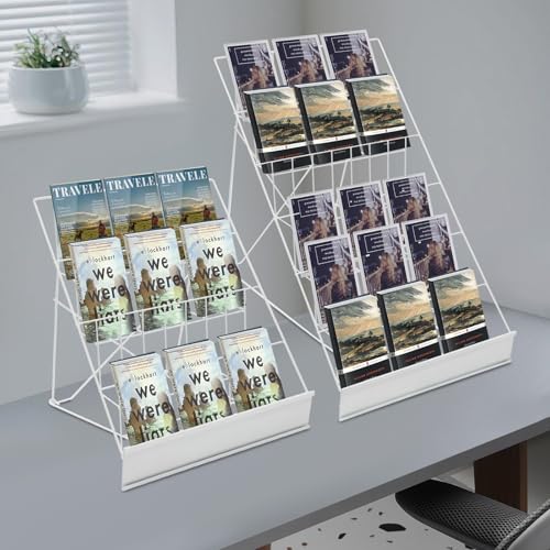 Rurazong Book Display Rack 2 Pack Iron Freestanding Magazine Holder