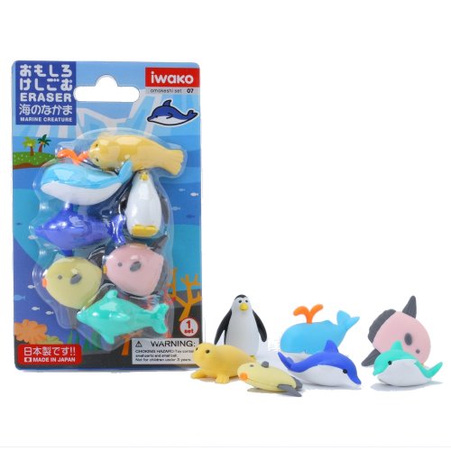 Iwako SCERBRI010 Erasers in The Sea, Blister Pack of 10