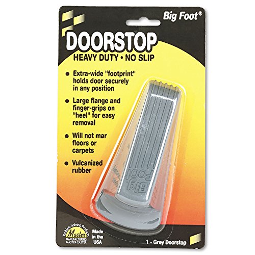 Master Caster, Big Foot, No-Slip Doorstop, Rubber, 2-1/4"x4-3/4"x1-1/4", Grey, Sold As Wholesale Case Of 25