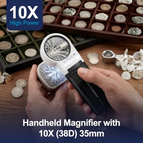 Eschenbach Mobilux LED Handheld Magnifier, 10x, 35 mm, 38D