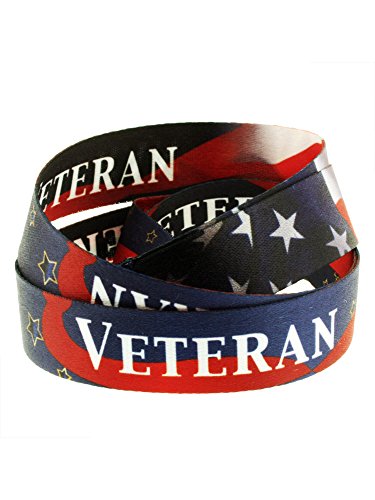 PinMart Veteran Military Patriotic American Flag Lanyard w/Safety Release - 100 Pack