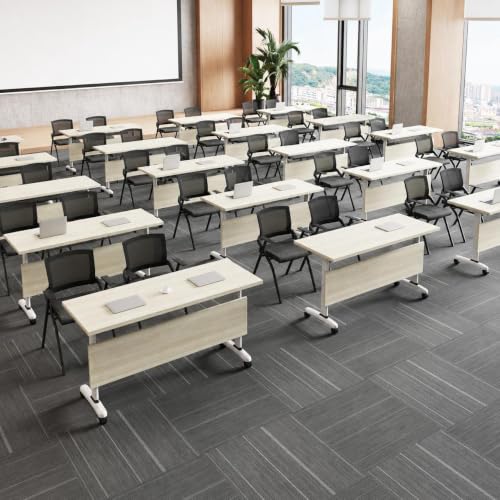 RIXNOMA Modern Modular Convertible Top Mobile Conference Table with Wheels, Joinable Folding Meeting Table for Office, Classroom and Seminar