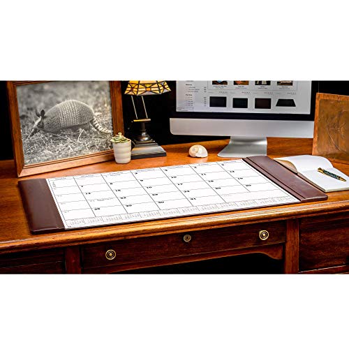 Chocolate Brown Leather Desk Pad w/Calendar, 34 x 20