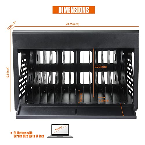 Leavader 16 Device Charging Cart - Portable Table Top Charging and Storage Cabinet for iPads, Tablets, Chromebooks and Laptop Computers with Lock, Surge Protection for Classroom or Office