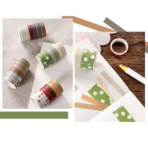 UOHLCX Retro Old Time Series Masking Washi Tape Set Journal Supplies Scrapbooking Paper(E)