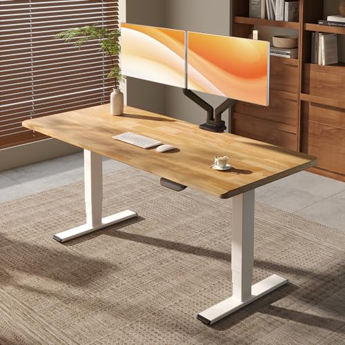 FLEXISPOT E6 MAX Solid Wood Dual Motor Heavy Duty Standing Desk, 55x 28